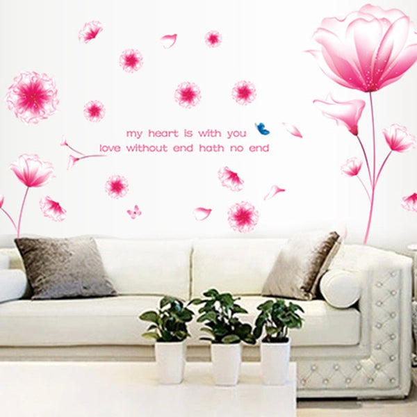 Decal painting, Korean wall decal pink crystal flower AY9184