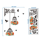 Cartoon Wall Stickers Bird Cage Flower Flying Living Room Nursery Room Vinyl Wall Decal Wall Stickers Childrens Room Home Decoration