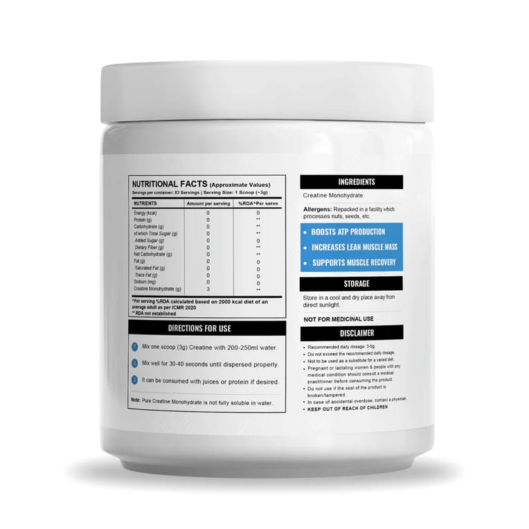 Wellcore Micronised Creatine Monohydrate 83 Servings Perfect Choice For Daily Fitness Needs - 250g