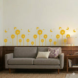 Modern Sunflower Wall Sticker with Flying Butterflies size 22x45