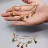 Indian Jewelry Earring link Headdress Women Antique Gold Pearl Tassel Long Sahara Chain Earring for Women egfrgdb9g-9