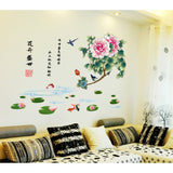 3 PCS Chinese Ink Art Peony Flower Bloosm Wall Stickers Wall Decal DIY for Room Children's Room TV Sofa Background Wall Art Decors ay9250 60x90
