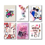 set of 6 make up themed girls room decore wall art wooden sticky Phototile frames