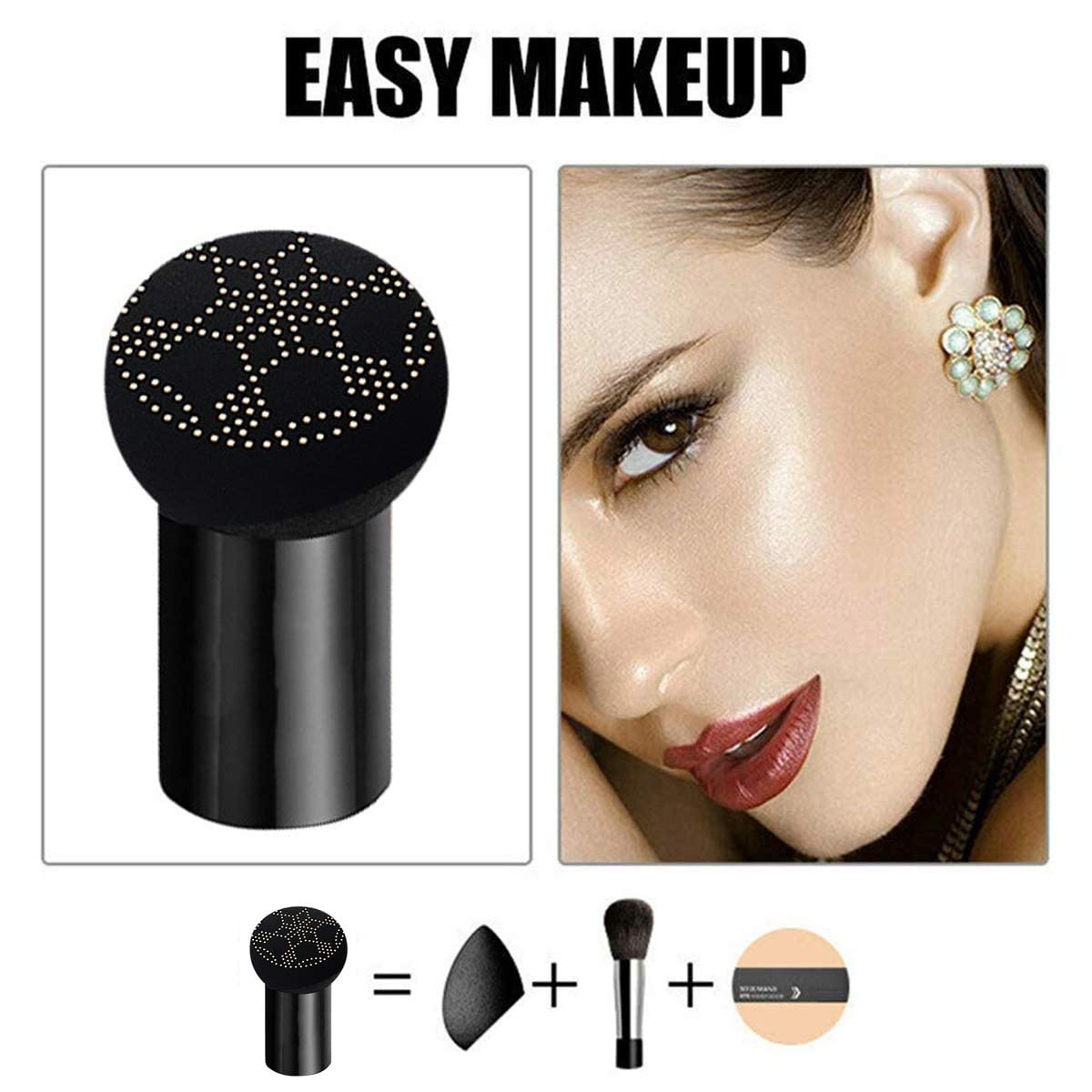 SUNISA Waterproof Mushroom Head Air Cushion Foundation – BB & CC Cream With Moisturizing Liquid Base And Sponge Applicator