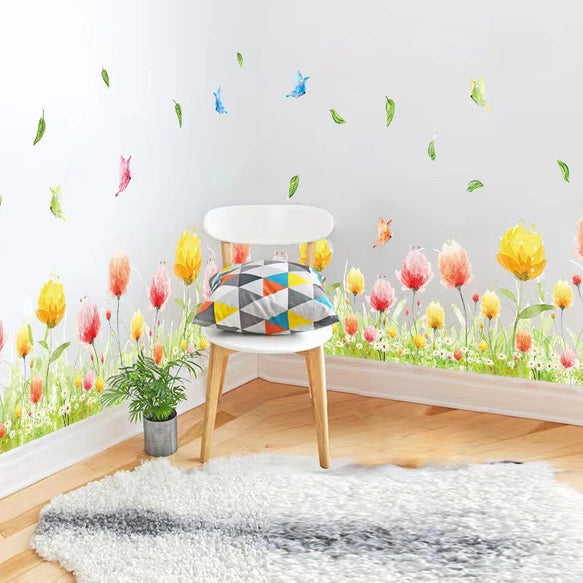 Wall Sticker Flower Flower Kitchen Toilet Plant Sticker Cafe Green Fence Wallpaper Scandinavian Seal Accent Kitchen Toilet Hydrangea Flower Bed Leaves Butterfly Lily Cactus Glass Entrance Branch size 50x70 xls7179