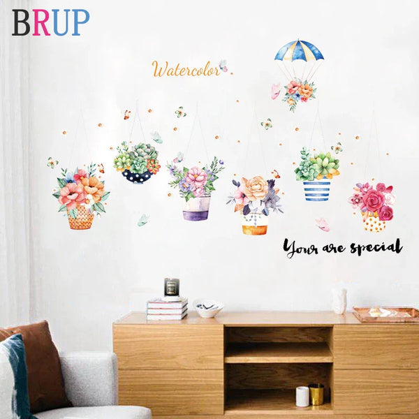 Sk9325 Flower Potted Wall Sticker