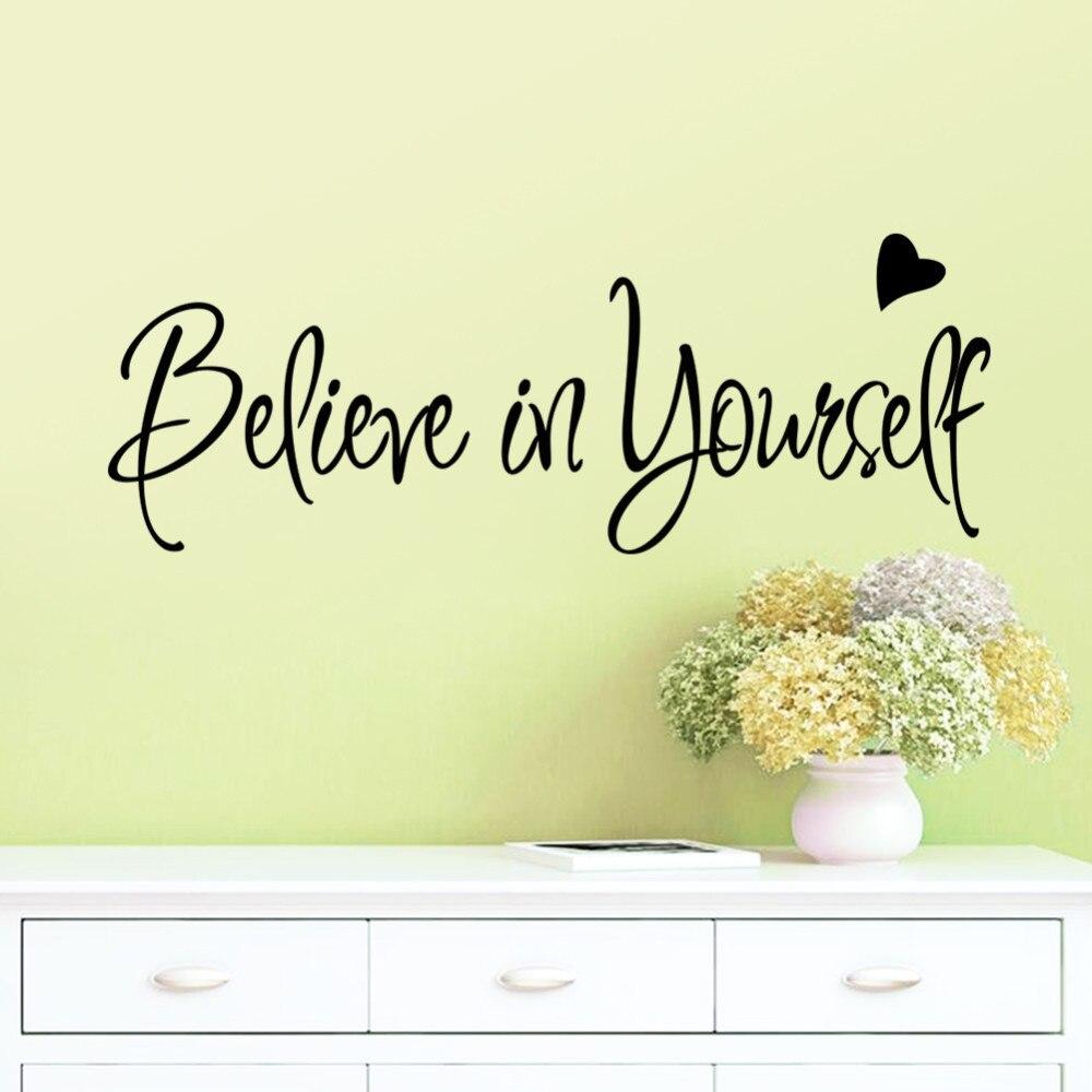 Believe In Yourself Wall Stickers Inspirational Home Decor Creative Inspiring Quote Wall Decal Adesivo De Parede Vinyl Decals