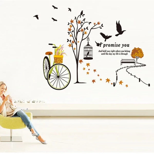 Bicycle bird cage small tree bird cage living room bedroom corridor porch aisle background decoration stickers Jm7248