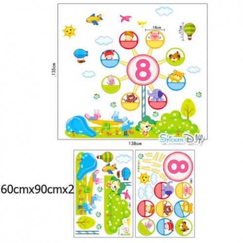 Big size transparent wall sticker, Ferris wheel design size 60x70  ay9251ab