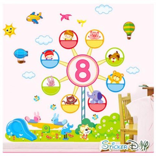 Big size transparent wall sticker, Ferris wheel design size 60x70  ay9251ab