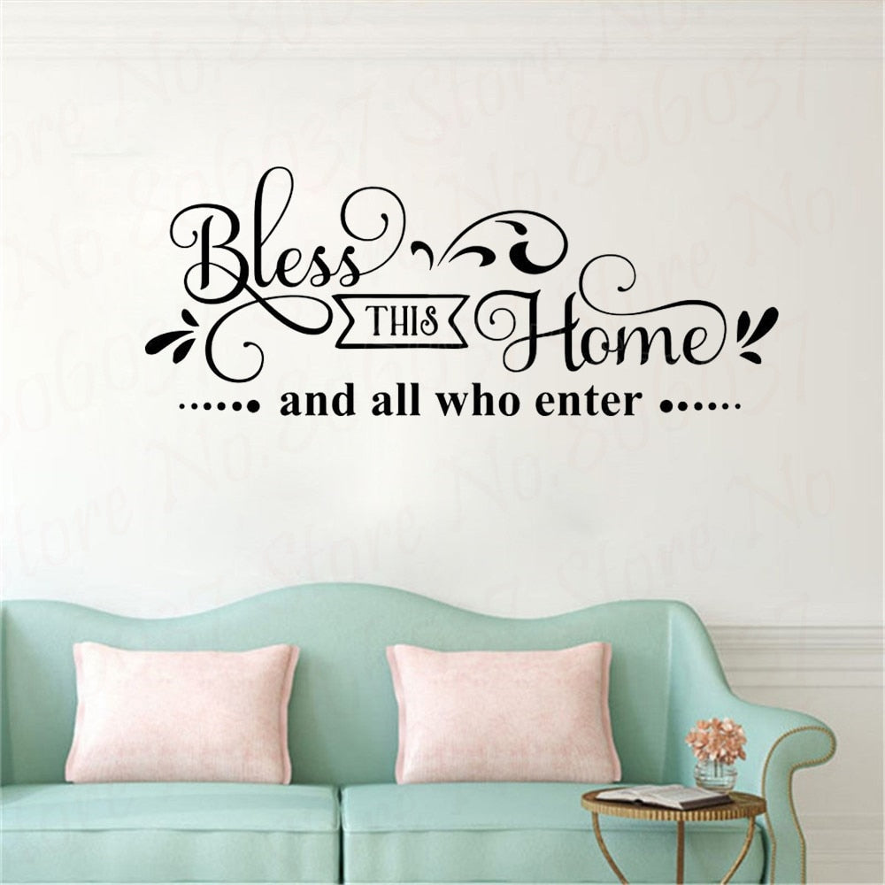 Bless This Home Wall Decal Entryway Decor Decal Christian Wall Sticker Home Decor Living Room