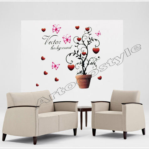 Wall Decal Sticker poster paper Butterfly Potting windows home room decor  size 50x70 dm570031