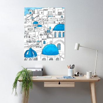 Santorini Blue and White Paradise | Poster