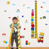 Cartoon Animal Dodge Grow Height Measurement Wall Stickers Arabic Number Blocks Birds Cloud Children Room Decoration