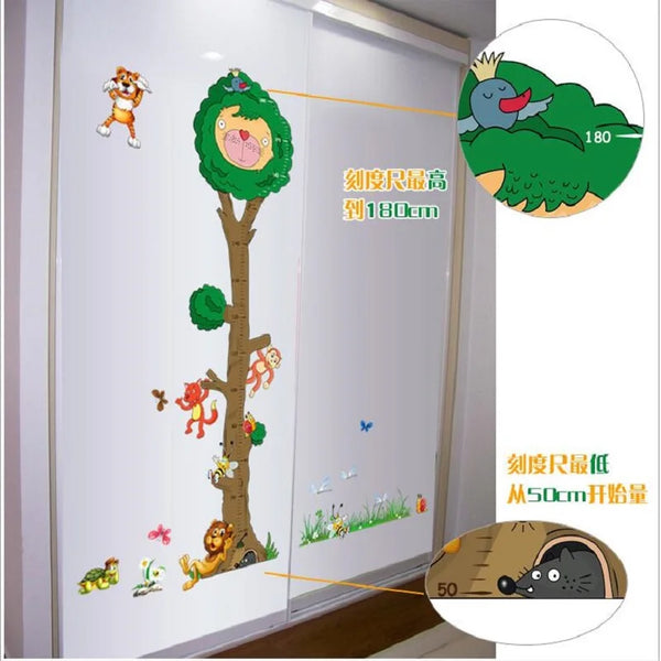 Cartoon Animals tree children measuring height wall sticker  room background wall stickers MJ8022