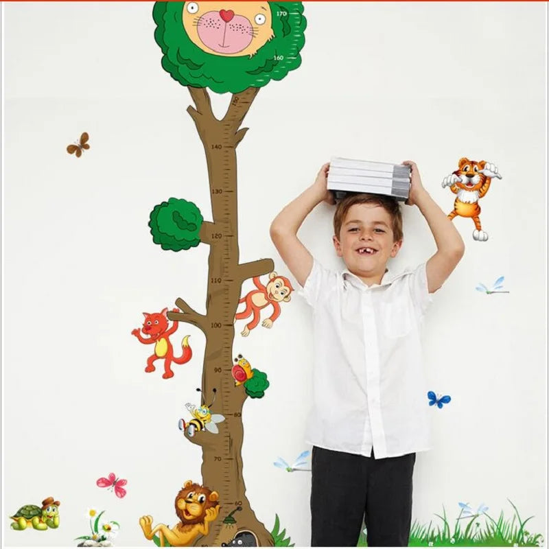 Cartoon Animals tree children measuring height wall sticker  room background wall stickers MJ8022