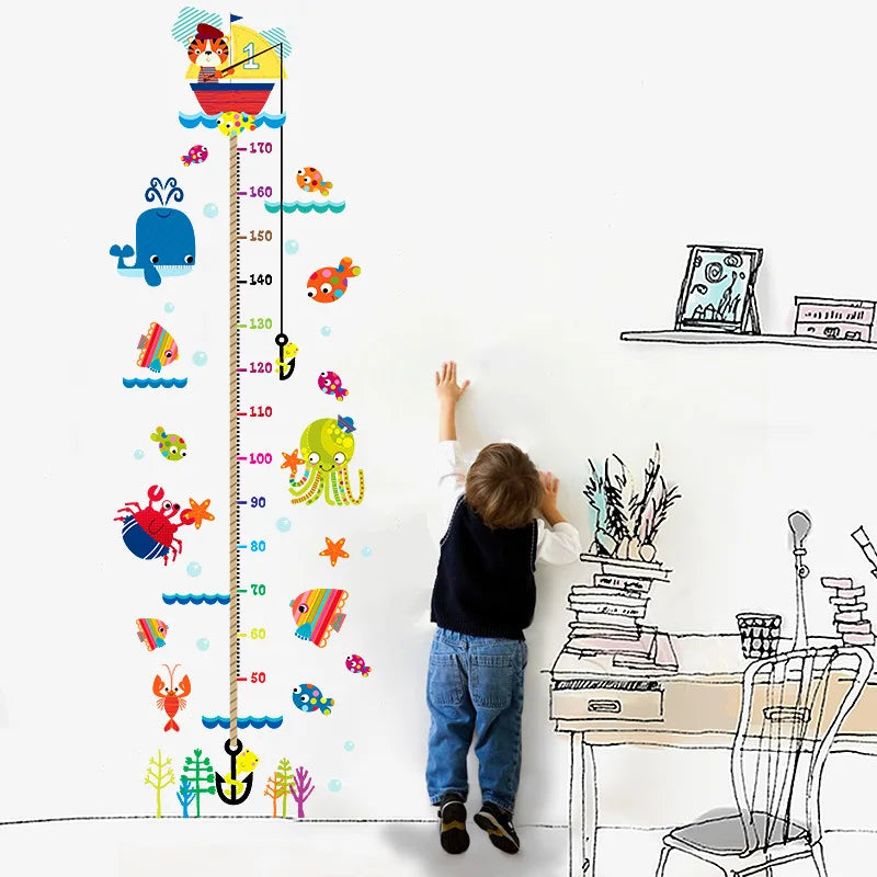 Cartoon Measure Height Wall Stickers Kids Room Growth Children Height Ruler