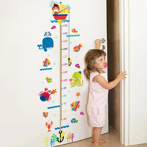 Cartoon Measure Height Wall Stickers Kids Room Growth Children Height Ruler