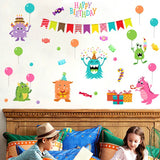 Cartoon Small Monsters Wall Sticker For Kids Room Happy Birthday xl8209