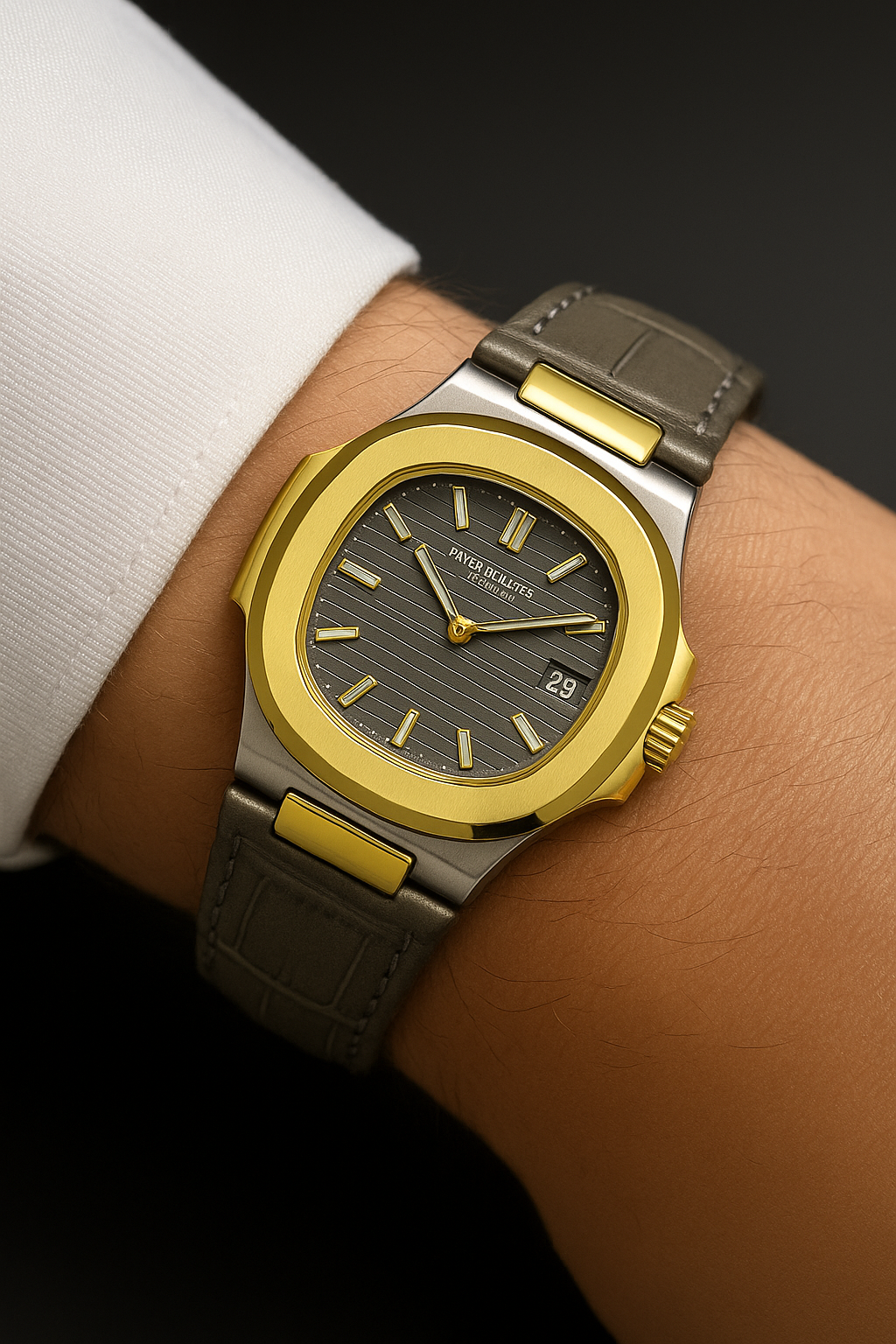 Patek Philippe Nautilus 8044 – Grey Gold Tone | 3ATM Water Resistant Luxury Watch Without Box
