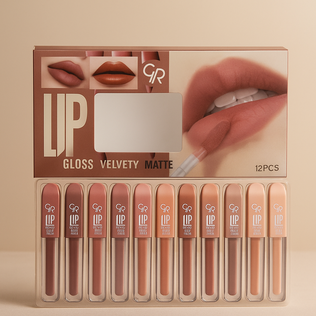 Velvet Matte Lip Gloss | High Pigment Lipgloss Set | Best Quality Lipgloss Set (Multi Shades) - Pack of 6