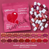 18 Colors Capsule Lipstick – Silky Matte Lipstick for Women | Smooth Finish, Rich Color & Compact Travel-Friendly Design