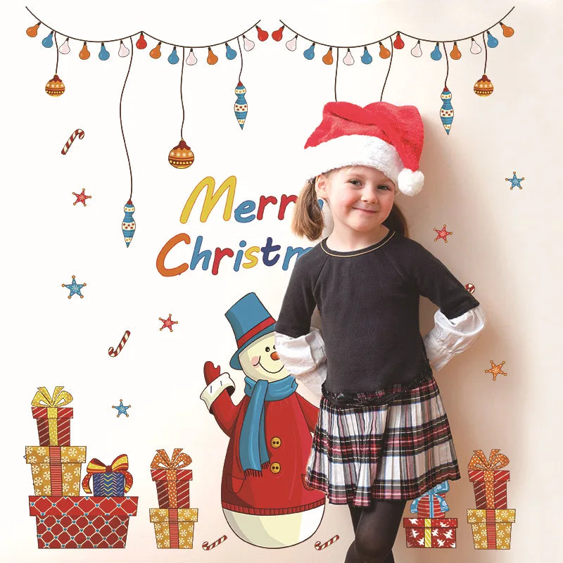 Christmas Color Cartoon Window Stickers Window Decoration Wall Stickers Glass Window Stickers