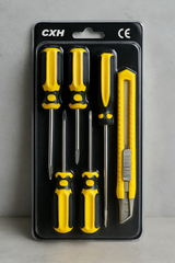 Set of 5 Screwdrivers &amp; 1 Cutter – High Quality Hand Tool Kit with 2 Straight, 3 Cross Screwdrivers &amp; Sharp Cutter for Household and DIY Use
