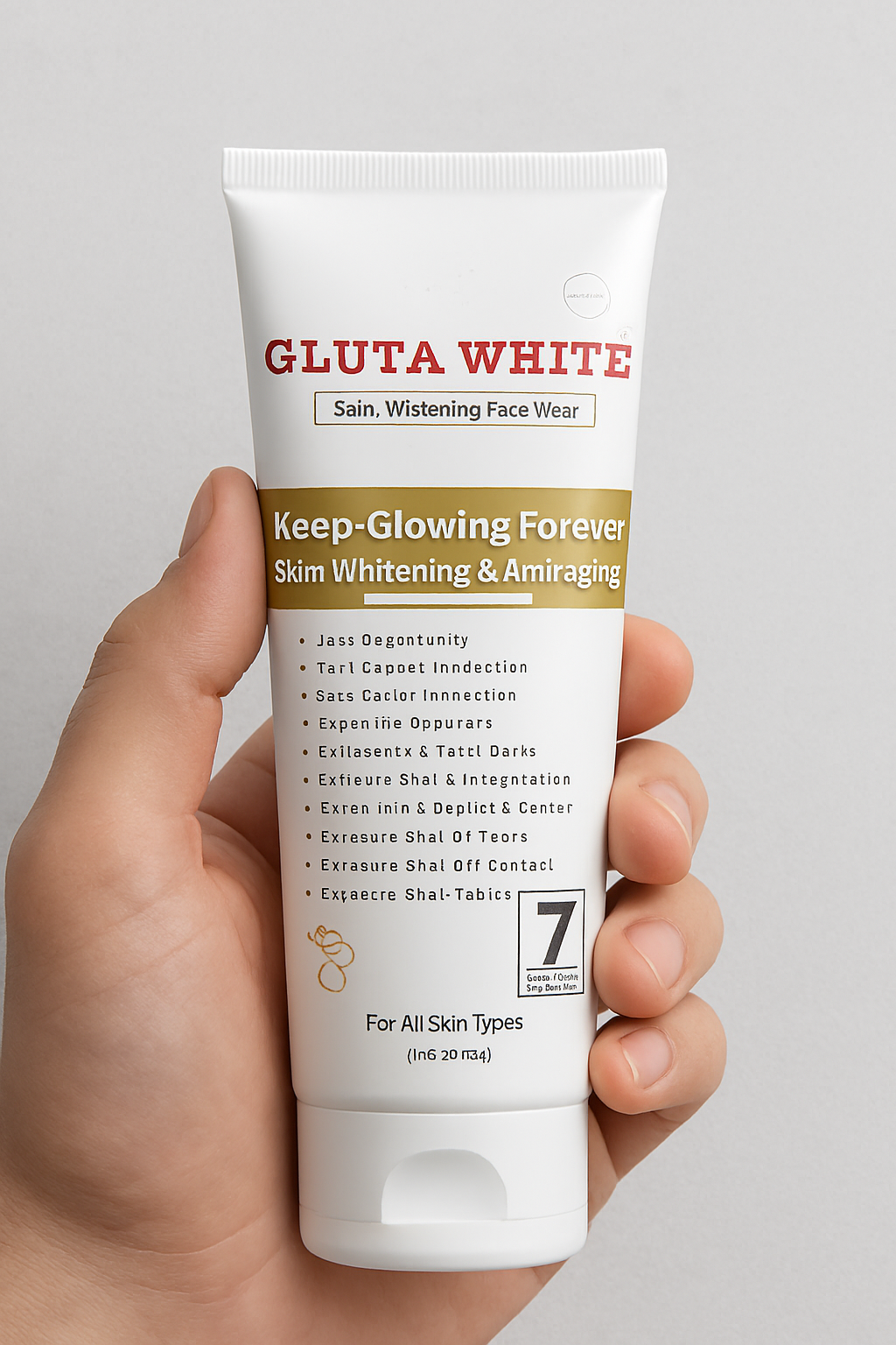 Gluta White 100% Natural Skin Whitening &amp; Anti-Aging Face Wash 100g – Gentle Cleanser for Bright, Smooth &amp; Youthful Skin