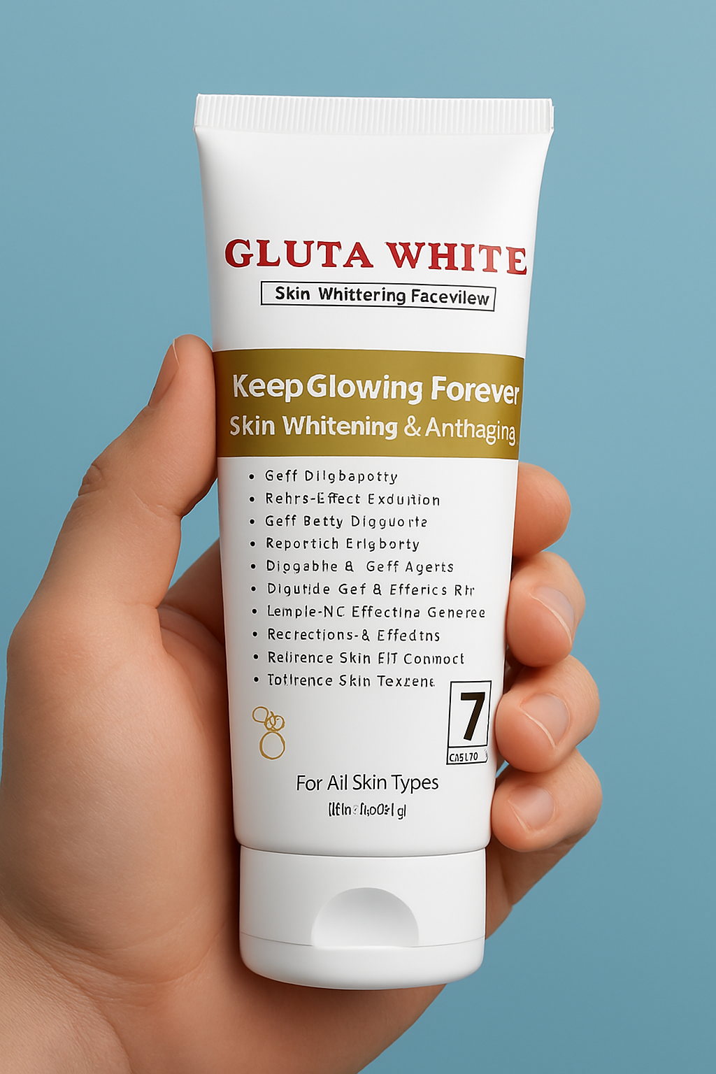 Gluta White 100% Natural Skin Whitening &amp; Anti-Aging Face Wash 100g – Gentle Cleanser for Bright, Smooth &amp; Youthful Skin