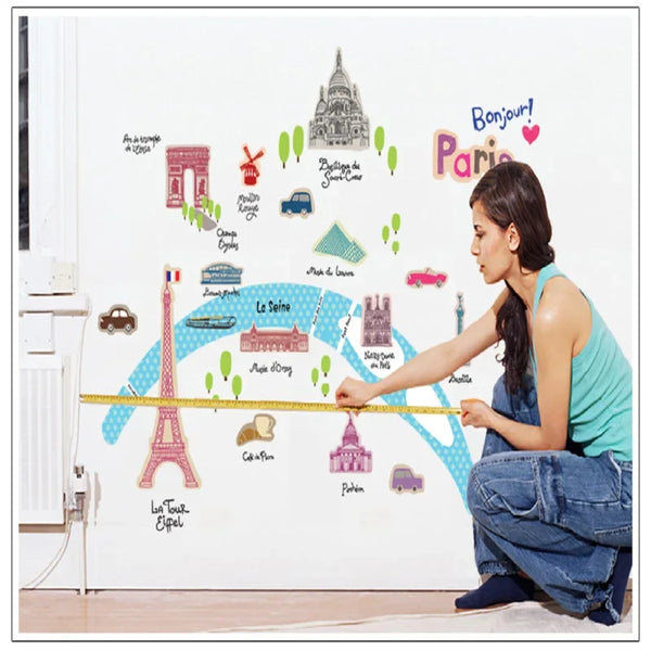 Creative French Landscape City Vinyl Art DIY Wall Stickers Eco-friendly Living Room Home Decor Mural Decal Wallpaper AY9088