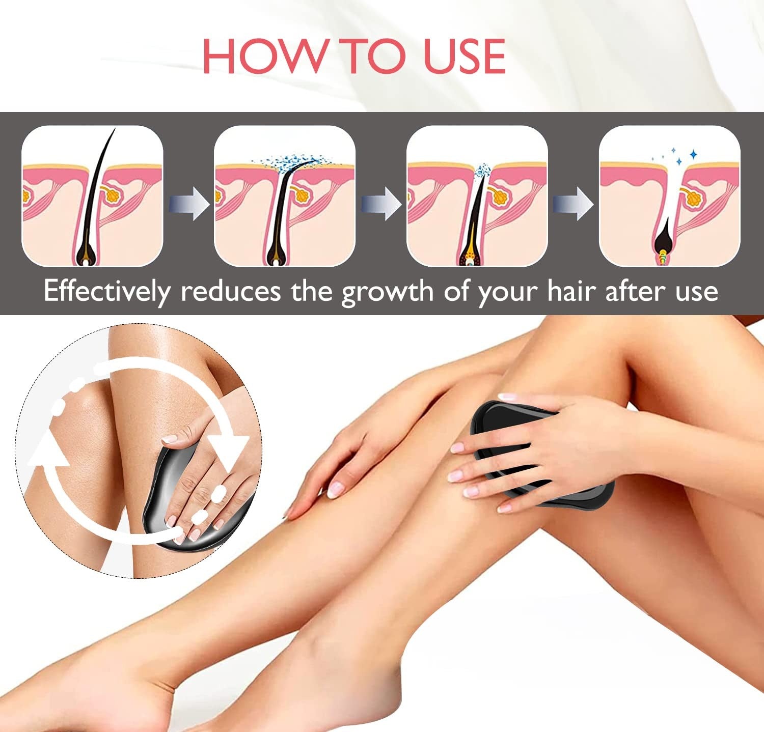 Magic Crystal Hair Remover Bleame Crystal Hair Eraser – Painless Exfoliation Hair Removal Tool For Arms Legs Back   (random color)