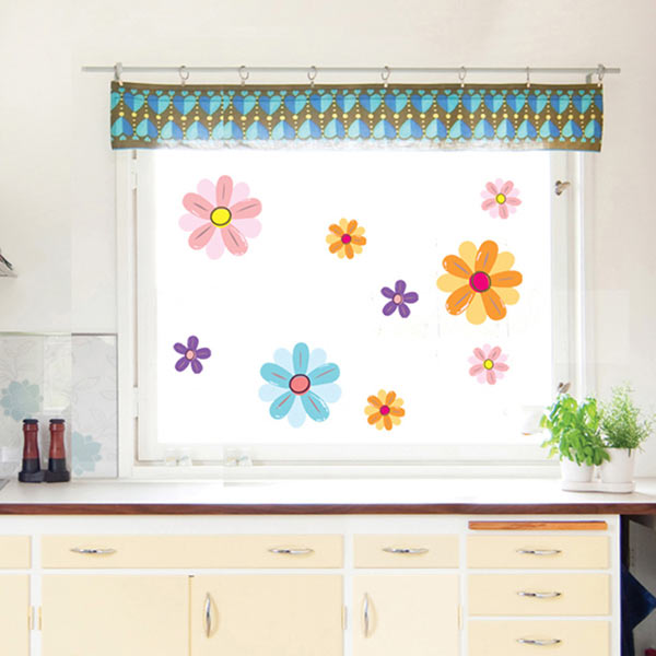 Easy to apply and remove wall stickers Colorful flowers　Colorful flowers