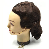 Nose Rings Gold - Red Copper Clip On Nose Ear Chain For Women new design