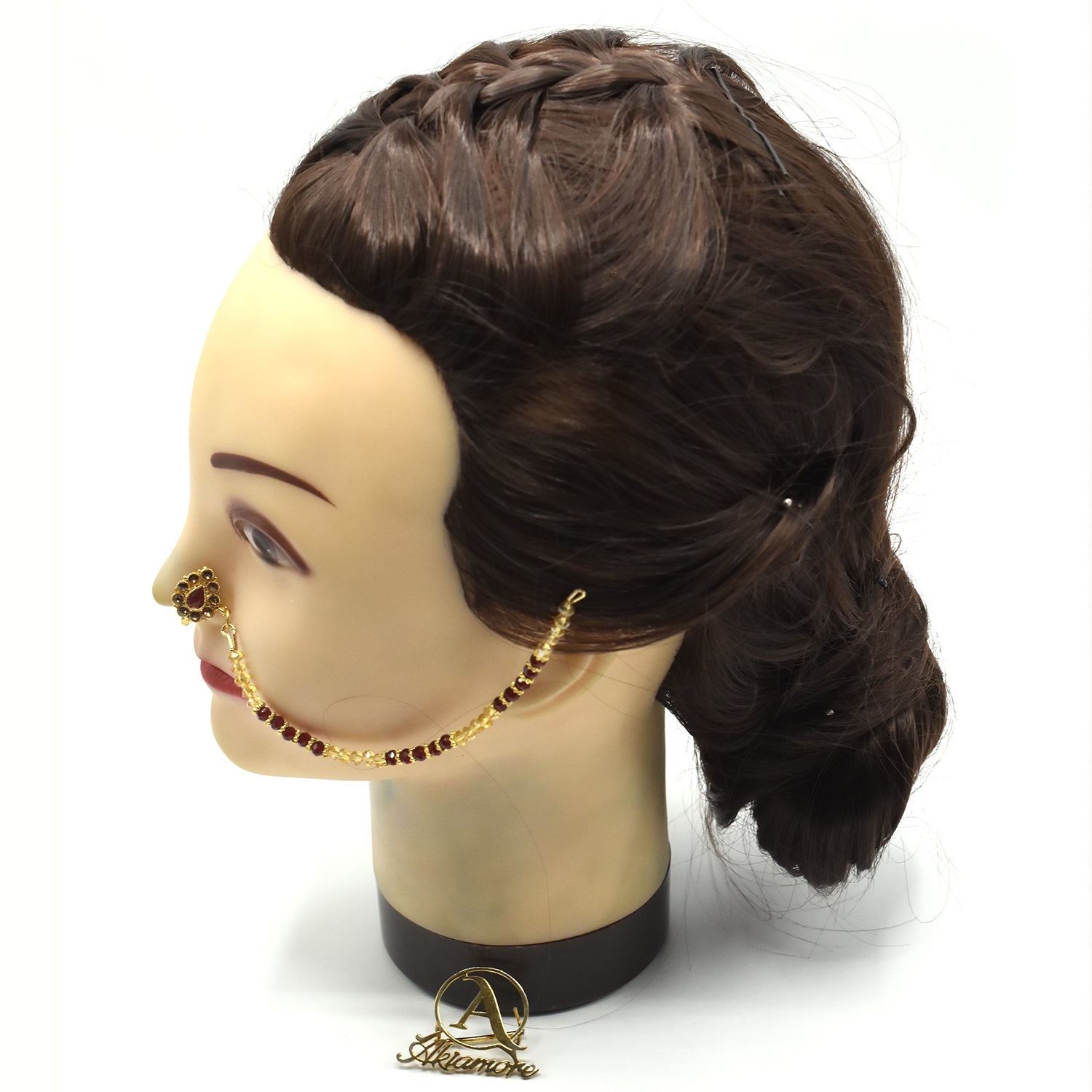 Nose Rings Gold - Red Copper Clip On Nose Ear Chain For Women new design