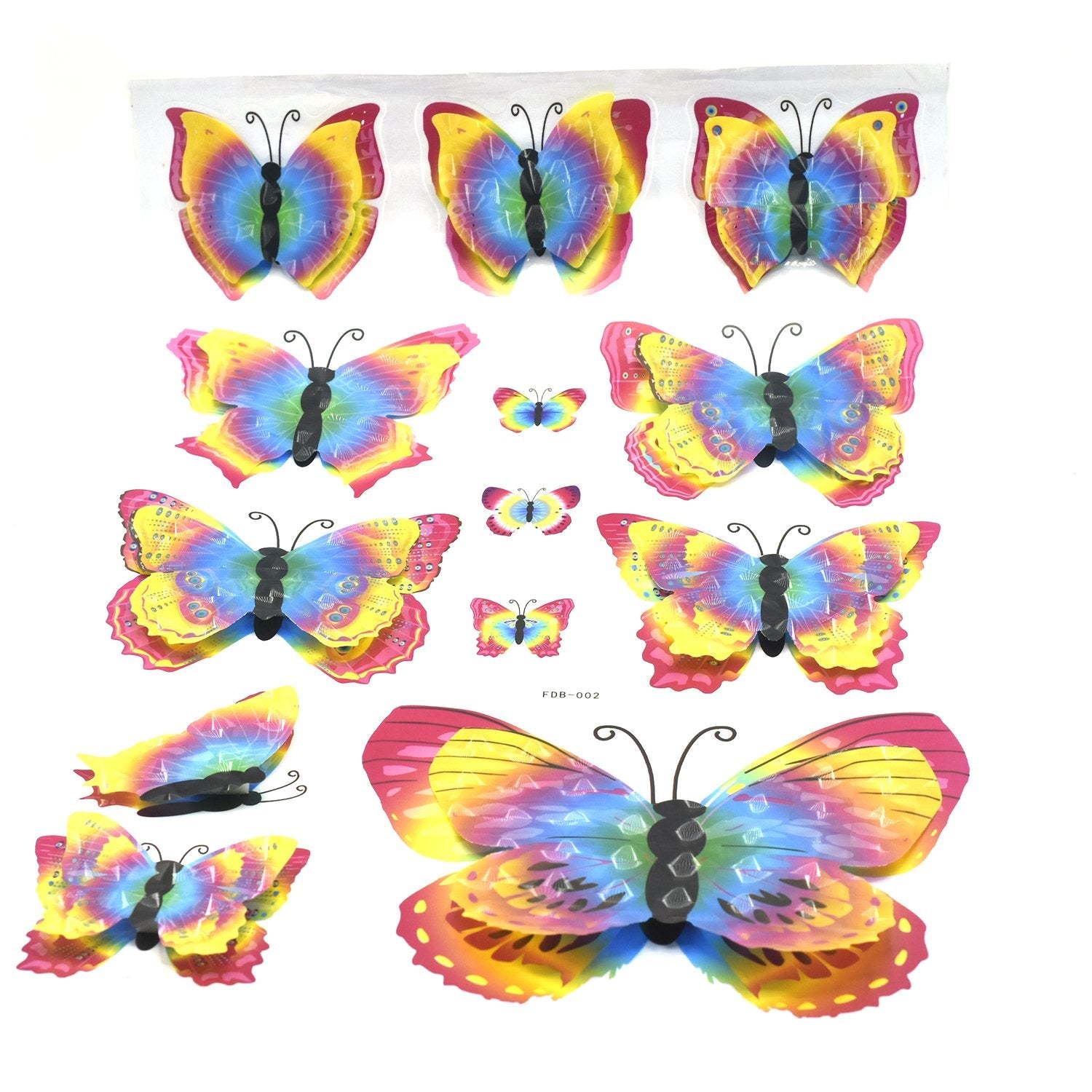 Pack of 10 colorful butterflies