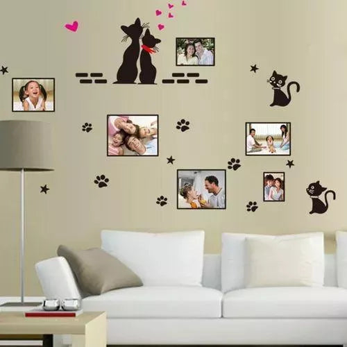 Cat Wall Stickers Cartoon Love Cat Photo Frame size 50x70 am7051