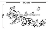 Black Butterfly Flower Wall Decal JM7255