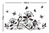 Black blossom and Butterfly wall Sticker jm7164