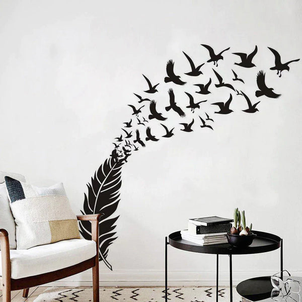 Delicate Feather Bird Decorative Vinyl Wall Stickers Bedroom Decor Decals Sticker For Kids Room Decoration Wallstickers