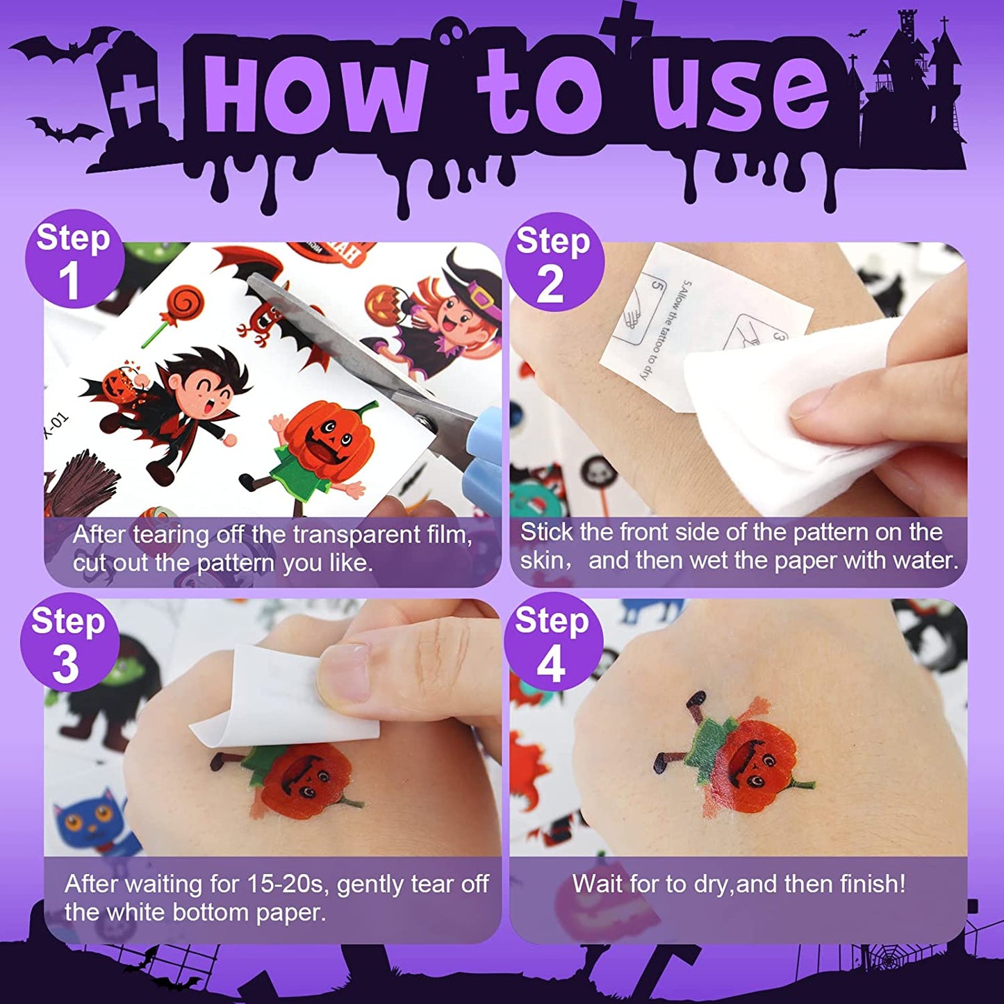 Halloween Party Body Sticker, Exquisite Pattern Face Sticker Non Toxic Harmless Cartoon Cute for Cosplay Party for Costume Ball for Boys Girls for Kid Adult(#2)