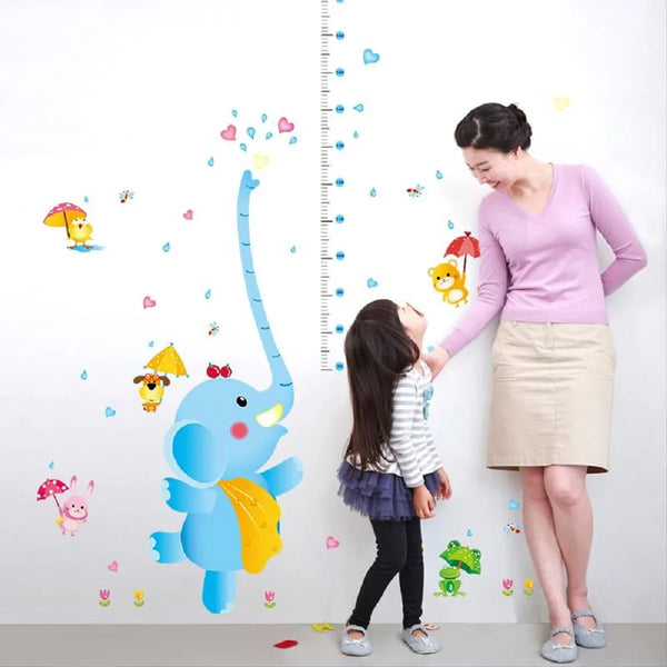 Elephant Child Height DIY Vinyl Wall Stickers For Kids Rooms Home Decor Art Decals 3D Poster Wallpaper Decoration - sk9111