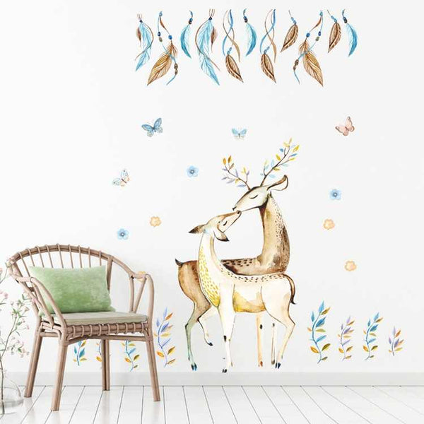 Elk Couple Bedroom Living room Wedding Party Decoration Eco-friendly Removable Wall Stickers jm7330 Decals Waterproof Wall Poster Mural