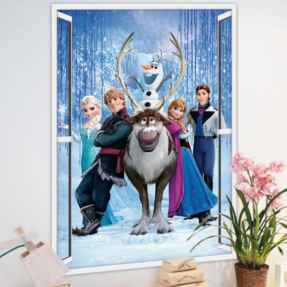 Cartoon Princess Elsa Anna Diy Frozen Wall Stickers Kids Rooms Background Decoration Removable Children Bedroom Poster Decor lm7023