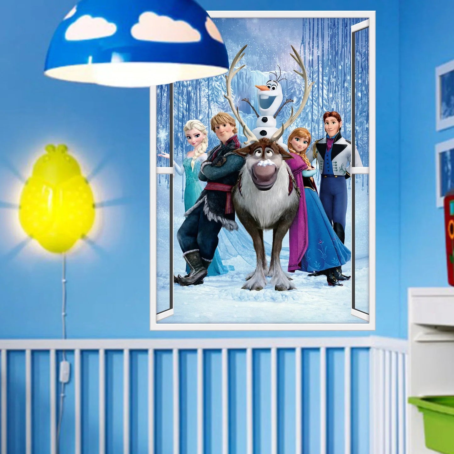 Cartoon Princess Elsa Anna Diy Frozen Wall Stickers Kids Rooms Background Decoration Removable Children Bedroom Poster Decor lm7023
