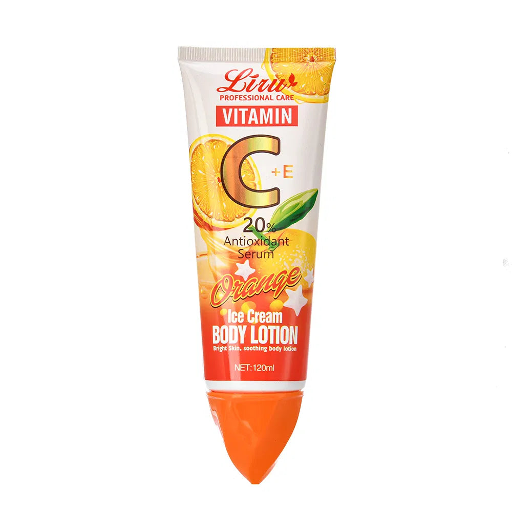 Liru Vitamin C + E 20% Antioxidant Serum Body Lotion – Orange Ice Cream Formula for Bright &amp; Soothing Skin (120ML) - Without Box