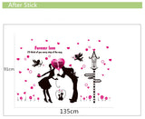 Forever Love Angel Cat Wall Sticker Romantic TV Background Home Decoration