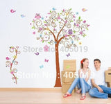 JM7250AB Owl Tree Wall Stickers for Kids Rooms 2pcs=1set Large Home Decor