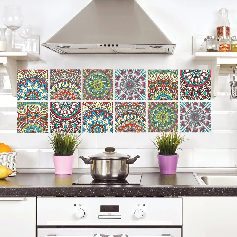 Premium Mosaic Self Adhesive Wallpaper Sticker, PVC 2D Waterproof Oilproof Ceramic Tiles Stickers Toilet Tile Wall Paper Wall Tiles 8"x8" (6 Sheets)  JM710