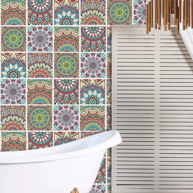 Premium Mosaic Self Adhesive Wallpaper Sticker, PVC 2D Waterproof Oilproof Ceramic Tiles Stickers Toilet Tile Wall Paper Wall Tiles 8"x8" (6 Sheets)  JM710